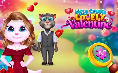 Kitty Couple Lovely Valentine Dress Up & Puzzle Game